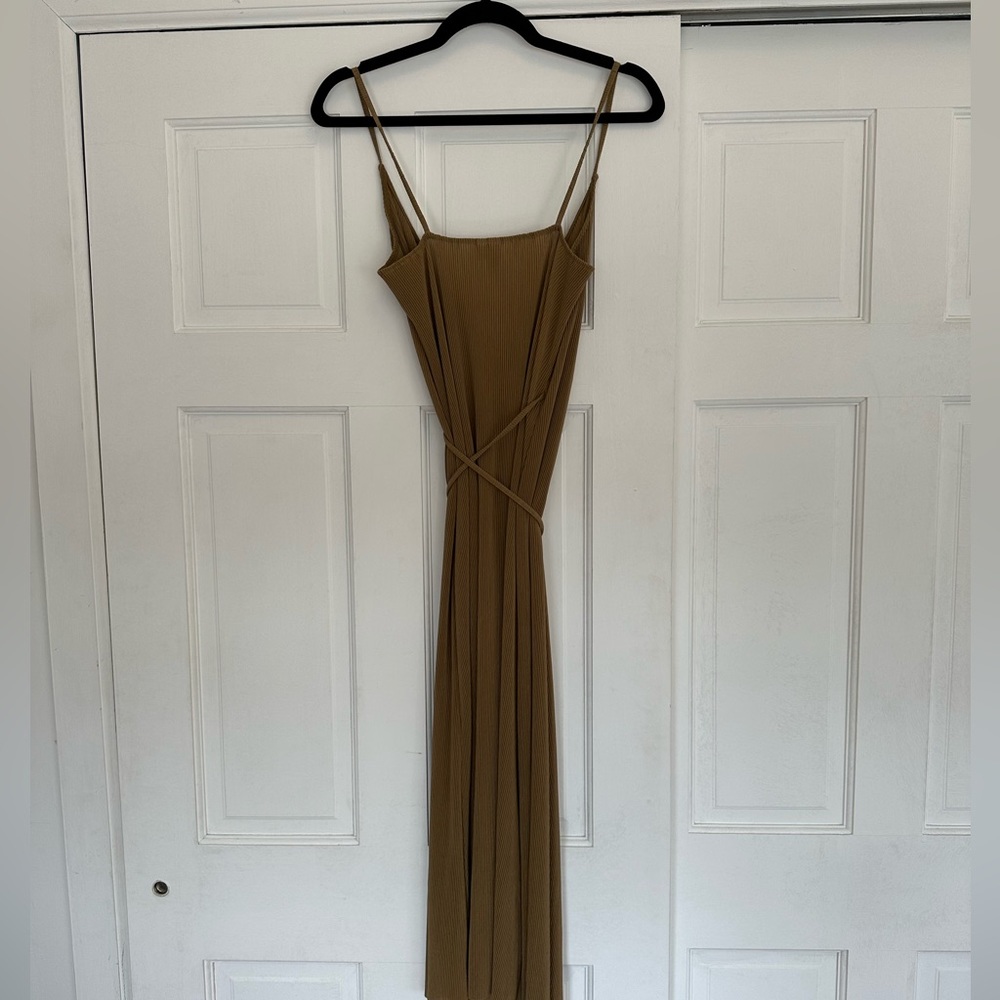 & other stories wrap tan/gold dress. Size 2.